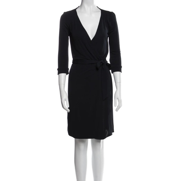 Diane Von Furstenberg Dresses & Skirts - Diane Von Furstenberg | Black Wrap Little Black Classic Designer Dress Womens 4